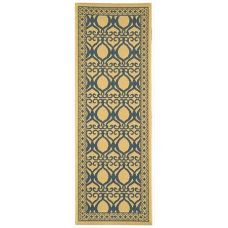 Safavieh 2 Ft. -4 In. X 6 Ft. -7 In. Runner Indoor-Outdoor Courtyard- Natural And Blue- Machine Made Rug CY3040-3101-27